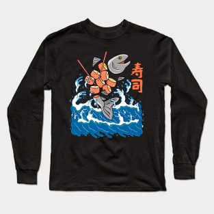 Salmon Sushi in the Wave Long Sleeve T-Shirt